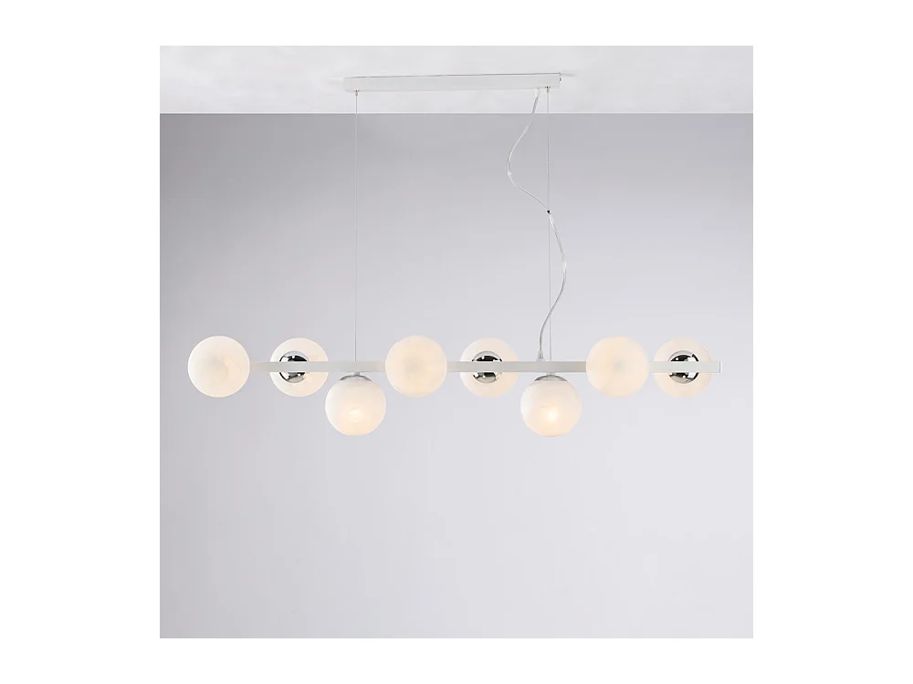 Adrian Suspension en fer laqué blanc et chrome 8 lumières L.121 x 30 BL278-8-BCO