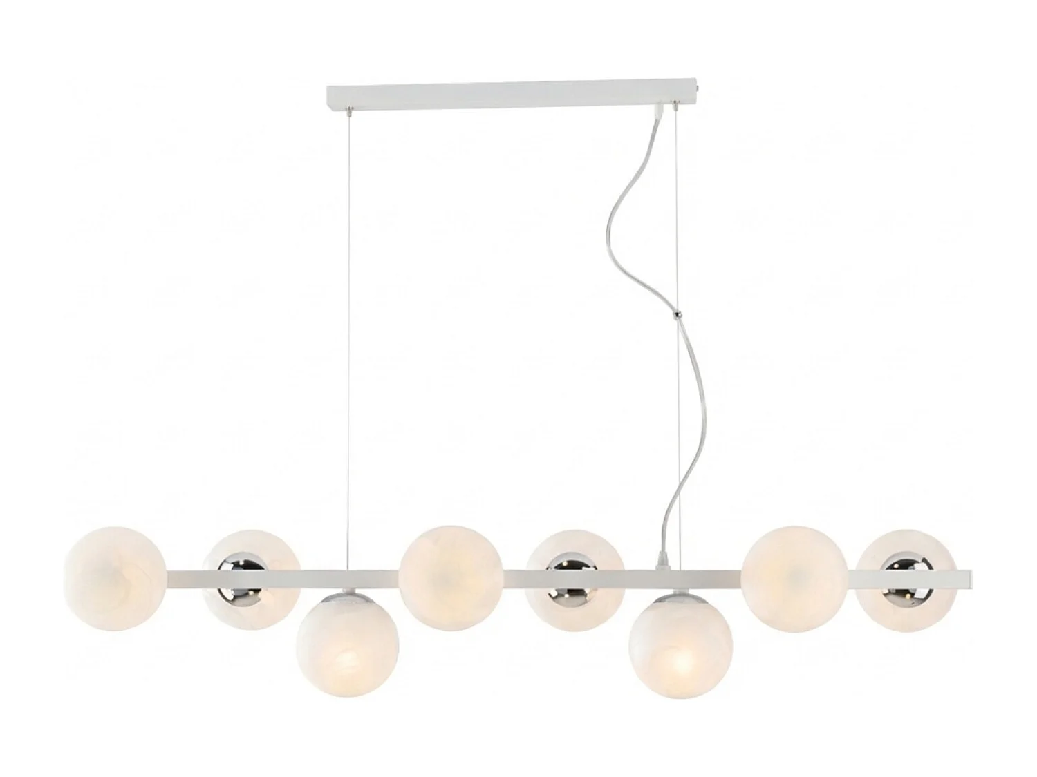 Adrian Suspension en fer laqué blanc et chrome 8 lumières L.121x30 BL278-8-BCO