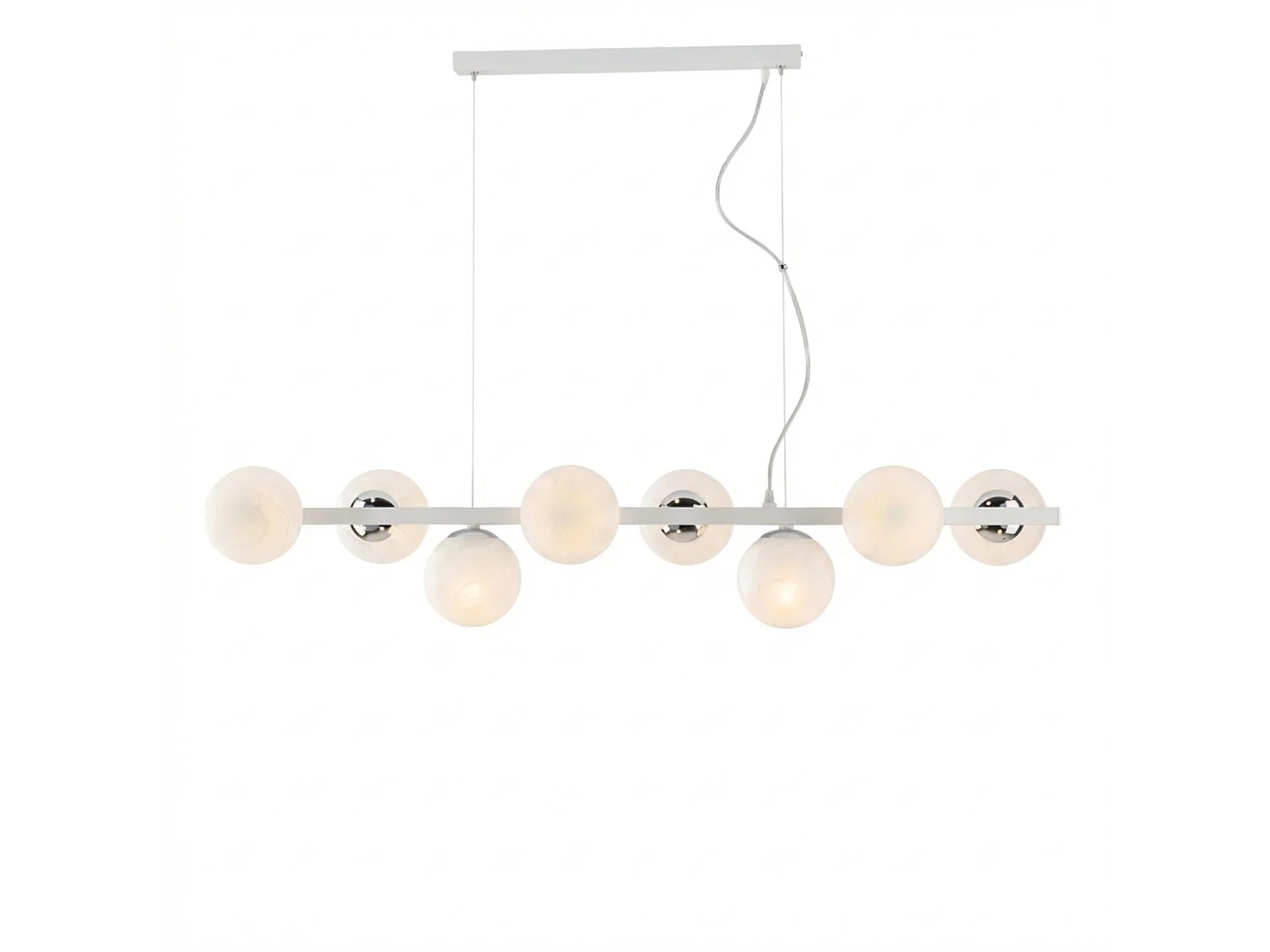 Adrian Suspension lamp in white lacquered iron and chrome 8 lights L.121 x 30 BL278-8-BCO
