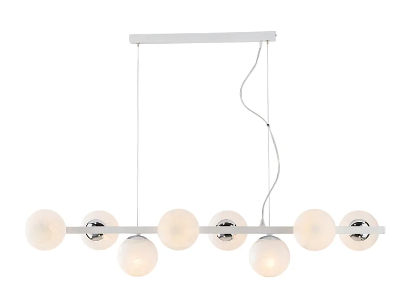 Adrian Suspension en fer laqué blanc et chrome 8 lumières L.121 x 30 BL278-8-BCO