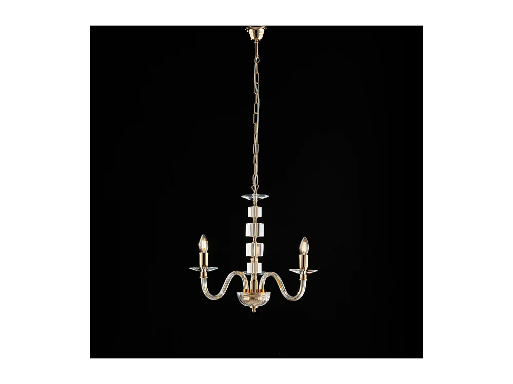 Bonetti Illumina -  Franz - Goldkronleuchter mit transparentem Glas und Strasssteinen 3 Lichter 110 - Ø43 - BL275-3-OR