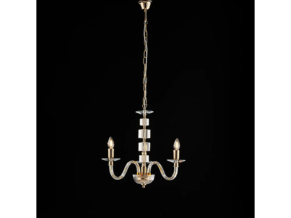 Franz - Lustre dourado com vidro transparente e strass 3 luzes 110 - Ø43 - BL275-3-OR