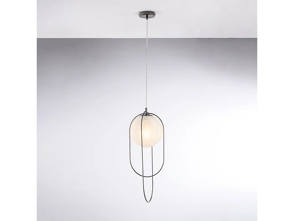 Erik - Suspensão em ferro bronzeado 1 luz com esfera dm.20 156 - Ø23 - BL277-S1-NR