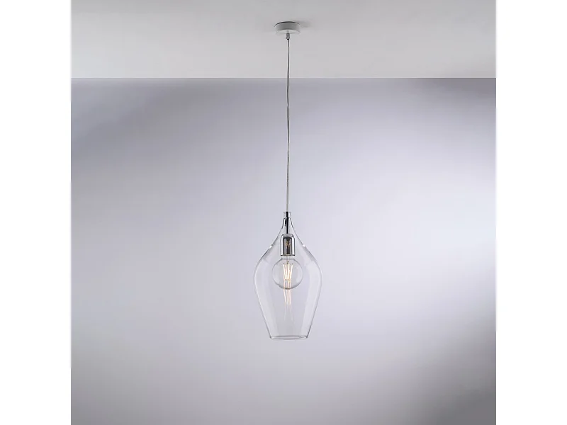 Ares Suspension Iron avec verre pyrex transparent 1 lumière 142 d.20 BL273-S1-TR