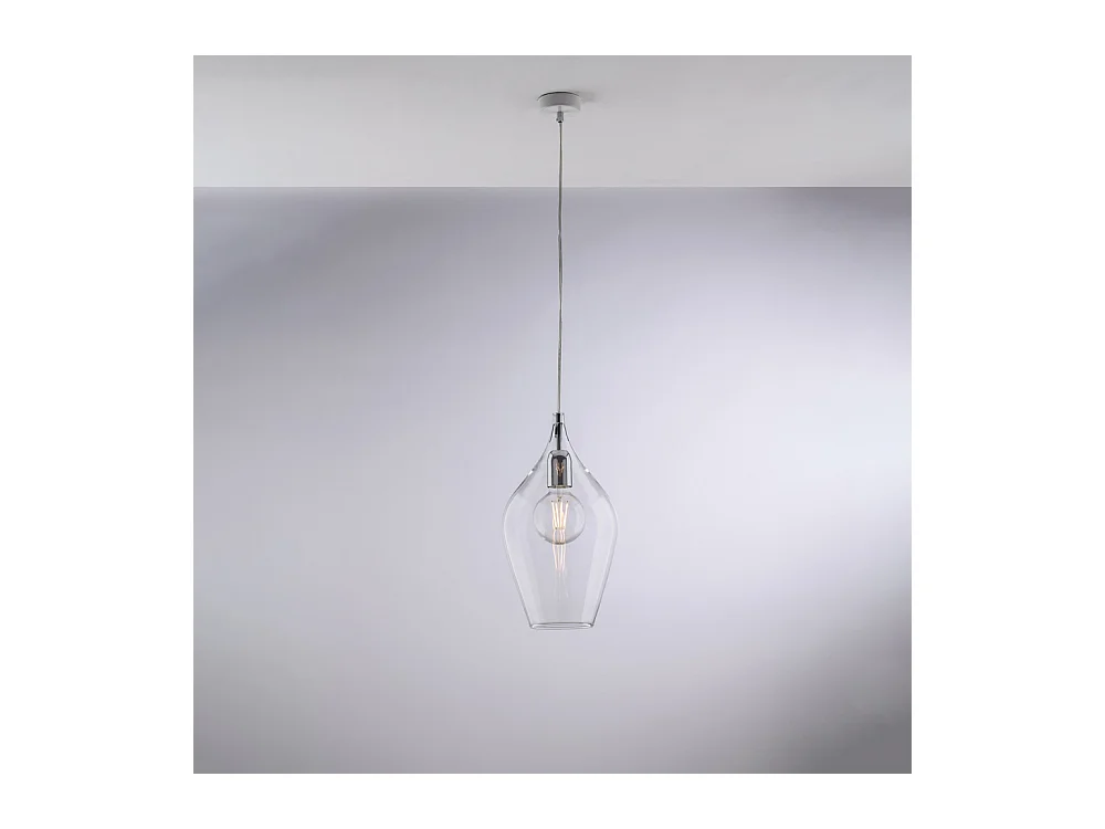 Ares Sospensione in ferro con vetro trasparente pyrex 1 luce 142 Ø20 BL273-S1-TR