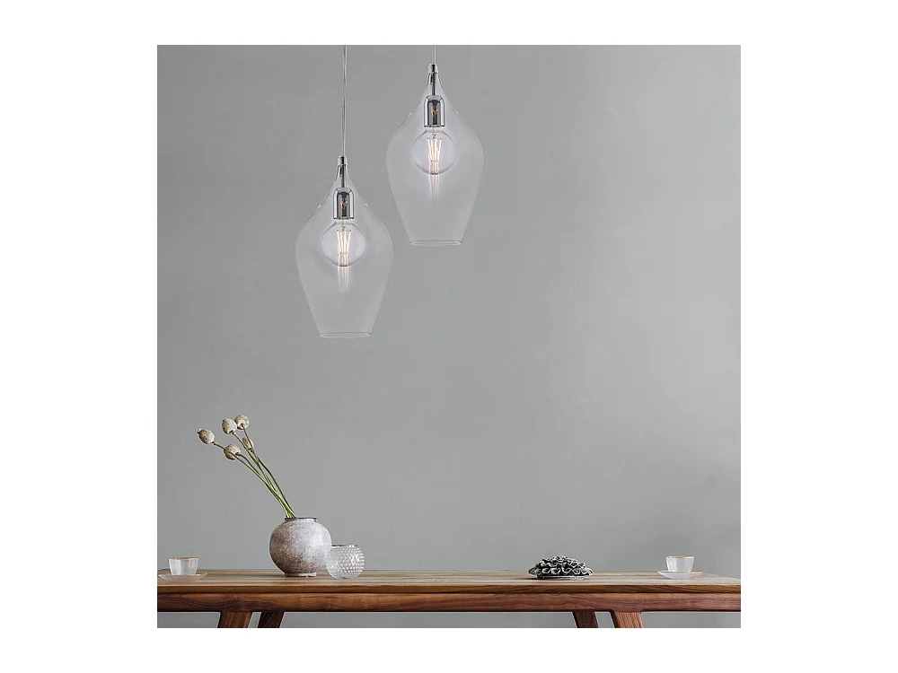 Bonetti Illumina -  Ares - Eisenaufhängung mit transparentem Pyrexglas 1 Licht 142 - Ø20 - BL273-S1-TR