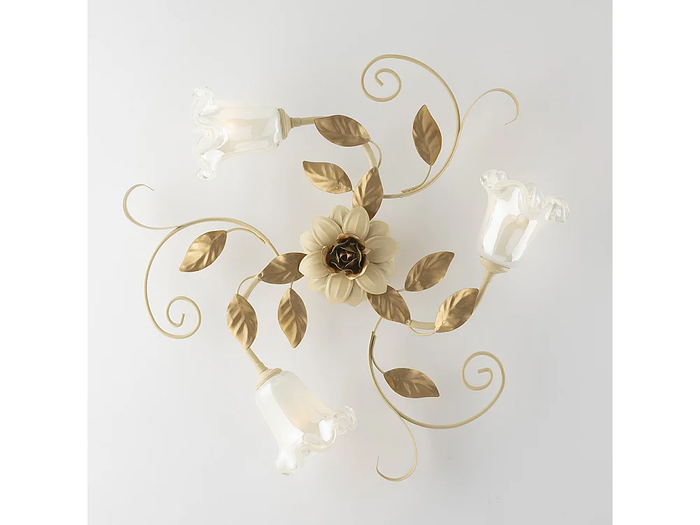 Lampa sufitowa w koszyku z żelaza lakierowanego na kolor kości słoniowej z 3 światłami H.17 Ø56 BL274-PL3-AV