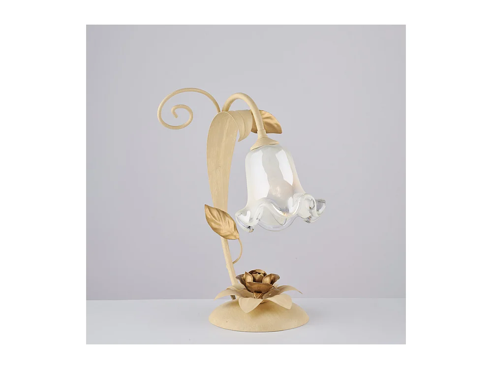 Cesto – Tischlampe aus elfenbeinfarben gebeiztem und lackiertem Eisen, 1 Licht H.34 – Ø25 – BL274-LT-AV
