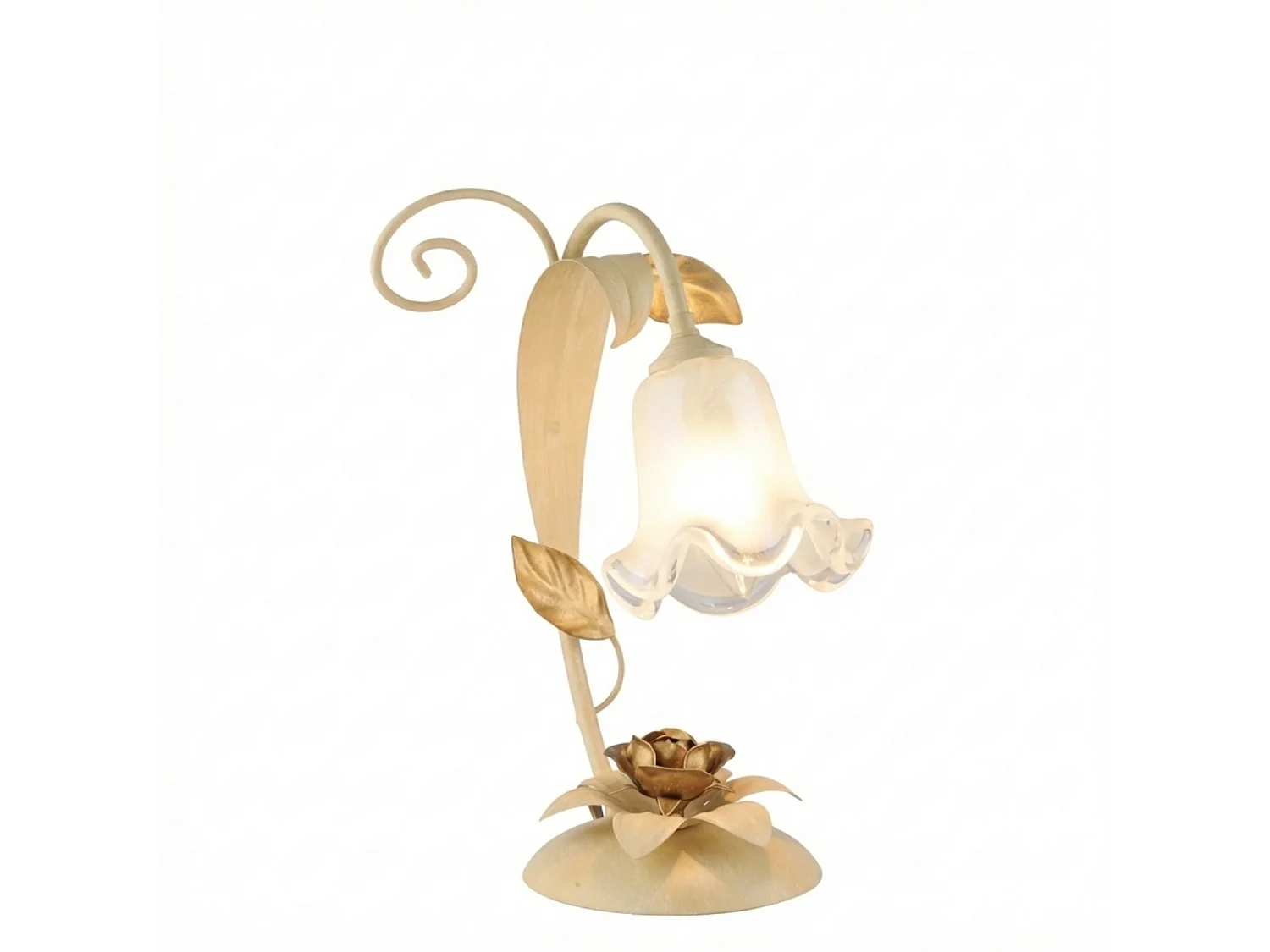 Cesto - Tischlampe aus elfenbeinfarben gebeiztem und lackiertem Eisen, 1 Licht H.34 - Ø25 - BL274-LT-AV