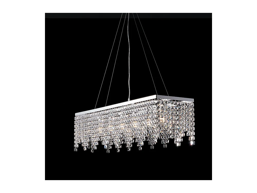 Penelope – Aufhängung aus Messing und verchromtem Eisen, 6 Lichter mit Strasssteinen, L. 107 x 30 – BL31-6-CR