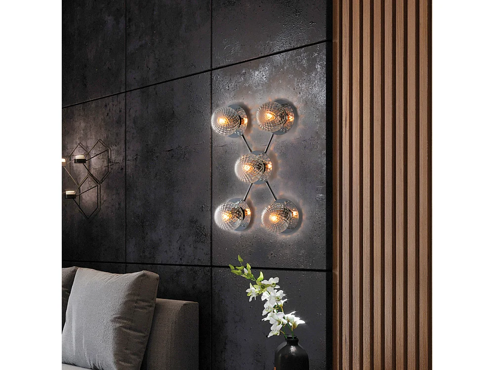 Armonia Plafonnier en fer chromé poli 5 lumières L.62 x 42 BL285-PL5-CR