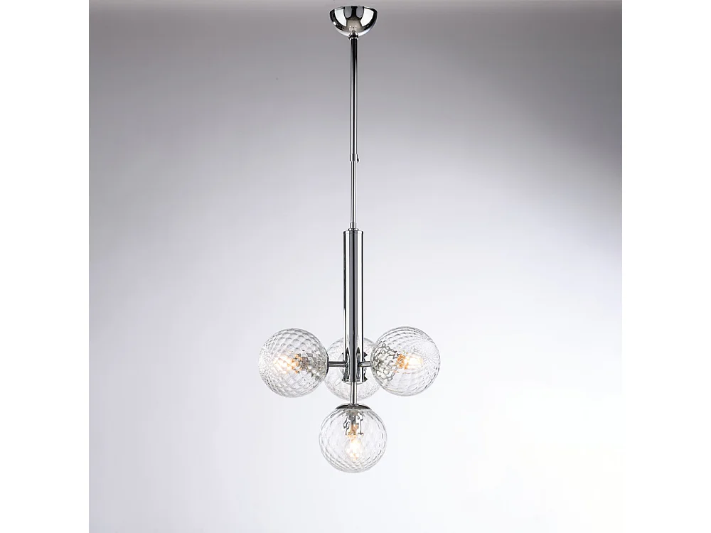 Lampadario Contemporaneo Armonia Metallo Cromo 4 Luci E14