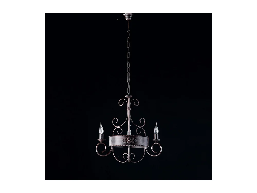 Bonetti Illumina -  Baltimore - Kronleuchter aus schwarz und rostlackiertem Eisen, 3 Lichter 113 - Ø54 - BL183-3-RG