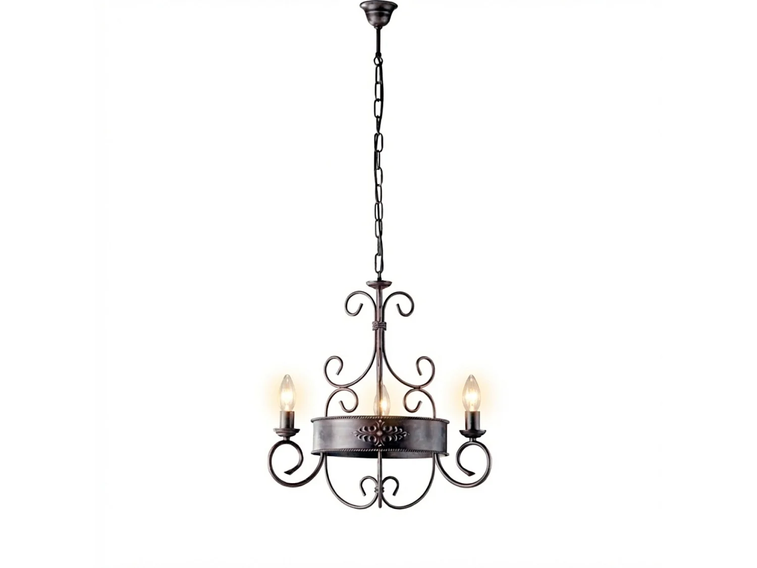 Baltimora Kronleuchter aus schwarz lackiertem Eisen und Rost 3 Lichter 113 Ø54 BL183-3-RG