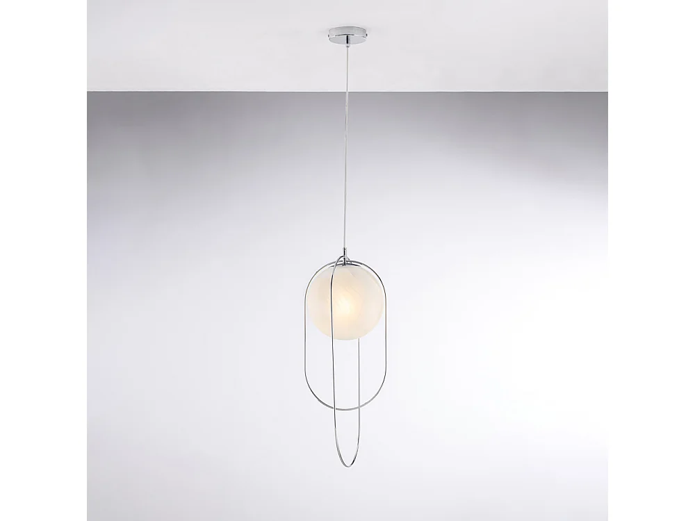 Lampadario Contemporaneo Erik Metallo Cromo 1 Luce E27