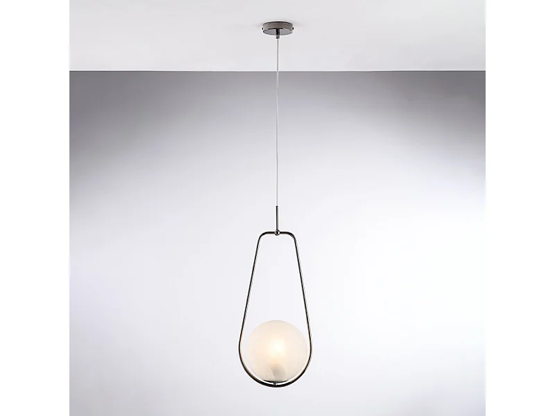 Afrodite Suspension en fer chromé noir 1 lumière avec sphère dm.20 159 d.24 BL286-S1-NR