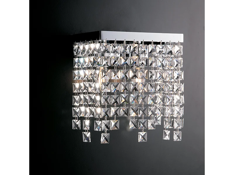 Penelope - Wandlamp in messing en verchroomd ijzer 2 lichts met strass steentjes .25 - P.12 - BL31-AP2-CR