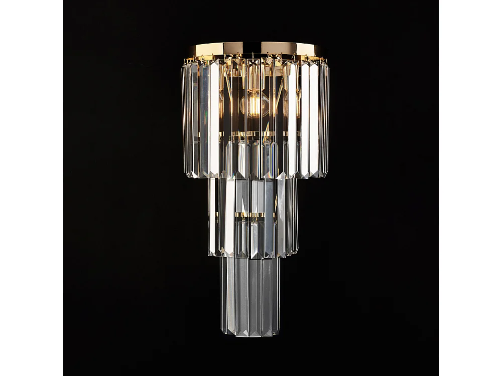 Schubert - Applikation aus Eisen und goldenem Messing mit Strasssteinen 2 Lichter .25 - P.13 - BL272-AP2-OR