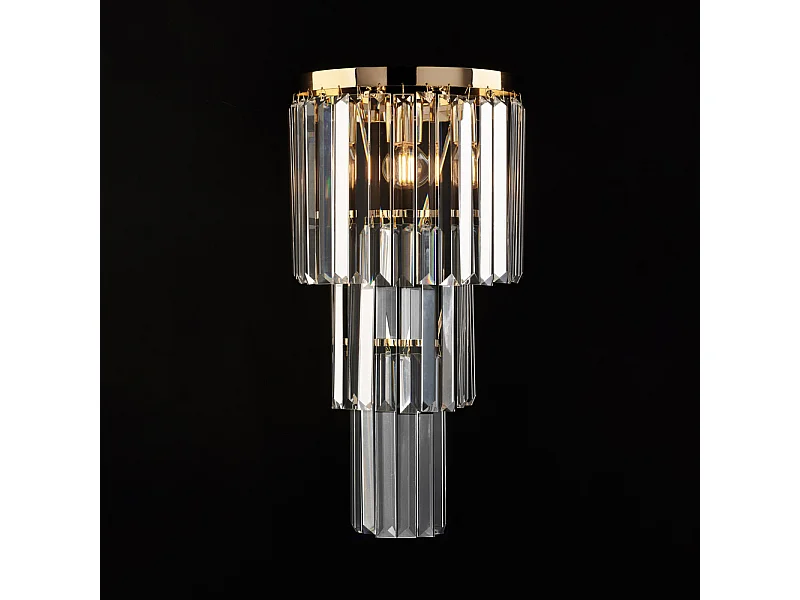 Schubert - Applikation aus Eisen und goldenem Messing mit Strasssteinen 2 Lichter .25 - P.13 - BL272-AP2-OR