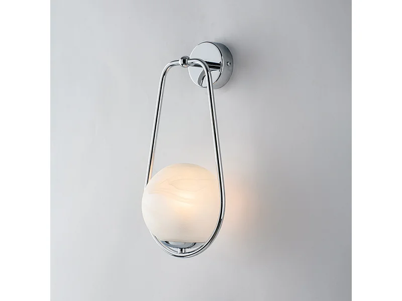 Afrodite - 1 lichts verchroomde ijzeren wandlamp met bol dm.14.16 - P.19 - BL286-AP1-CR