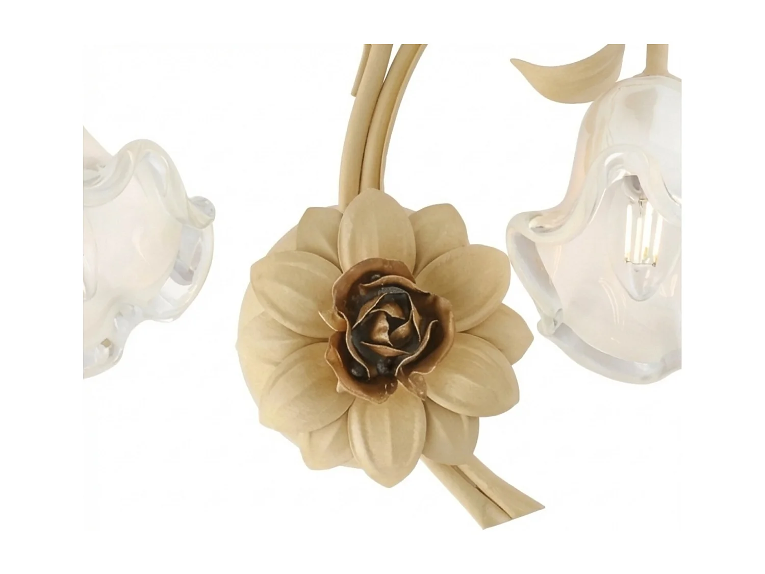 Cesto - Wandleuchte aus elfenbeinfarbenem, decape-lackiertem Eisen, 2 Lichter .42 - P.20 - BL274-AP2-AV