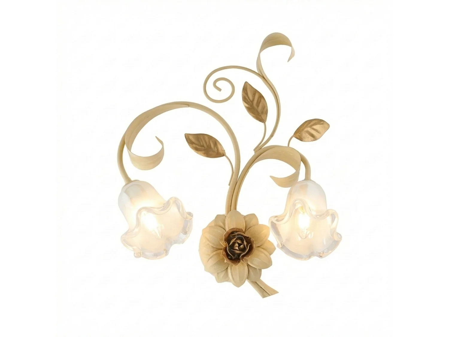 Basket Wall Lamp in ivory lacquered iron with 2 lights .42 D.20 BL274-AP2-AV