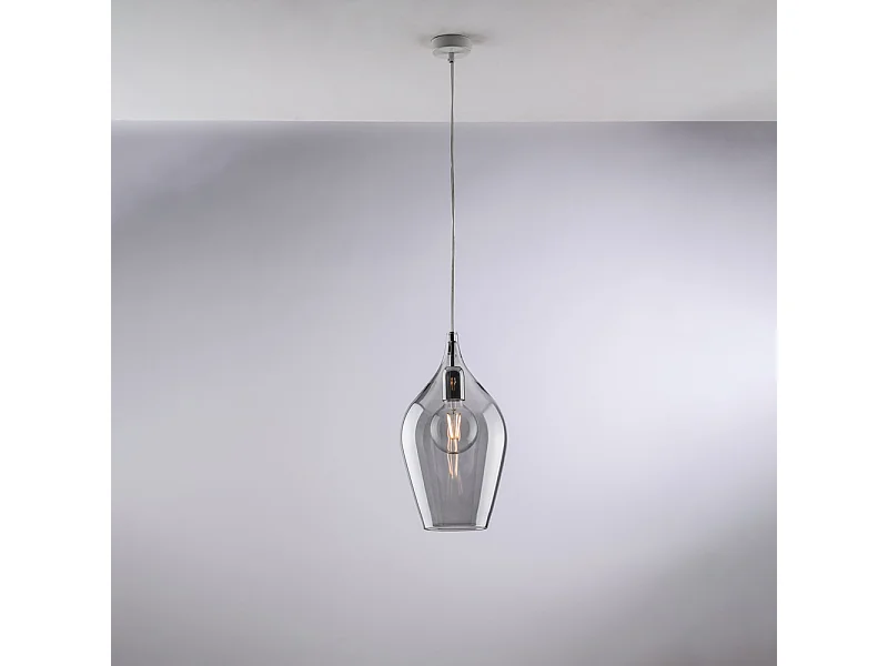 Ares Suspension Iron avec verre gris pyrex 1 lumière 142 d.20 BL273-S1-GR