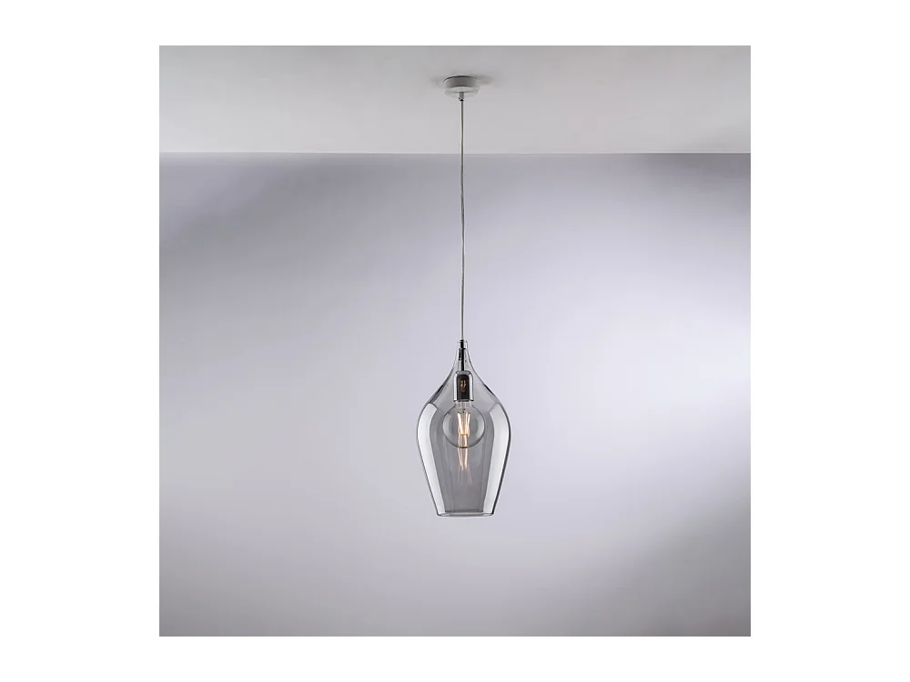 Ares Suspension Iron avec verre gris pyrex 1 lumière 142 d.20 BL273-S1-GR