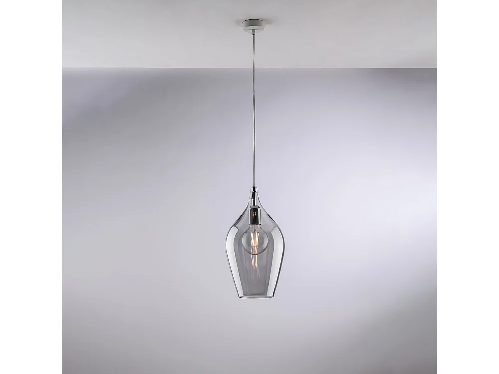 Lampa wisząca Ares Iron z szarym szkłem pyreksowym 1 światło 142 Ø20 BL273-S1-GR