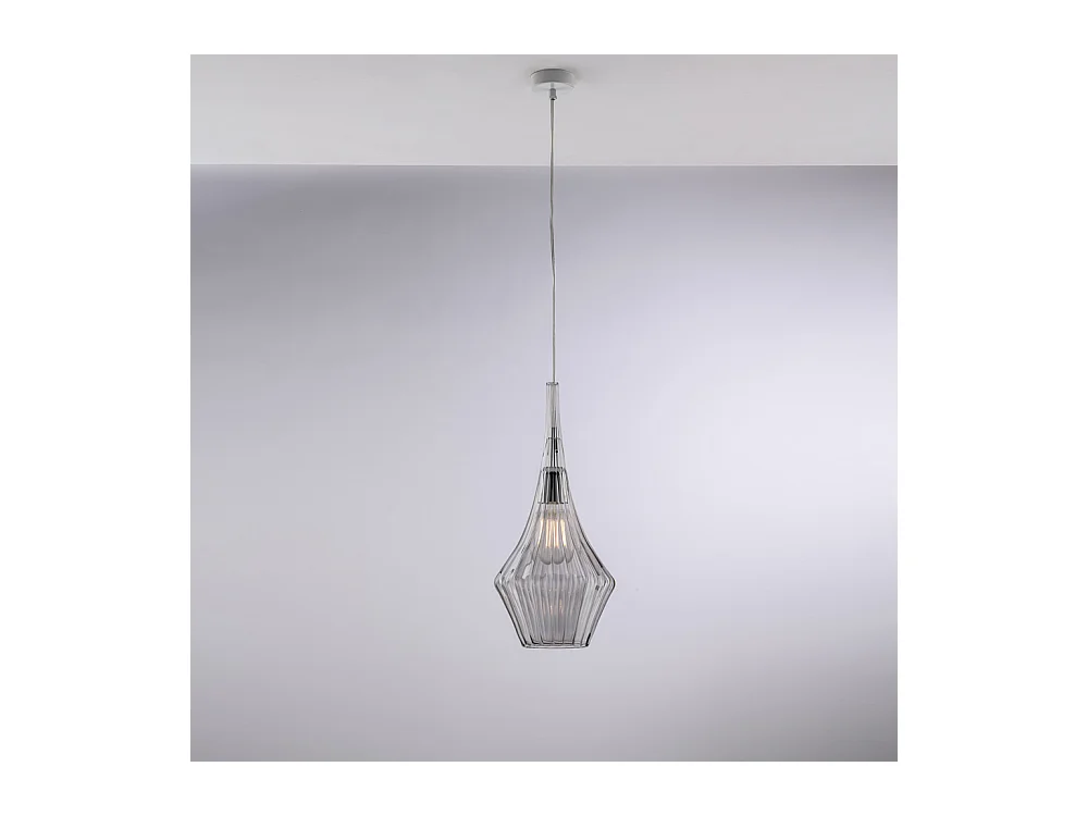Zeus Suspension Iron verre pyrex gris 1 lumière 150 d.20 BL270-S1-GR