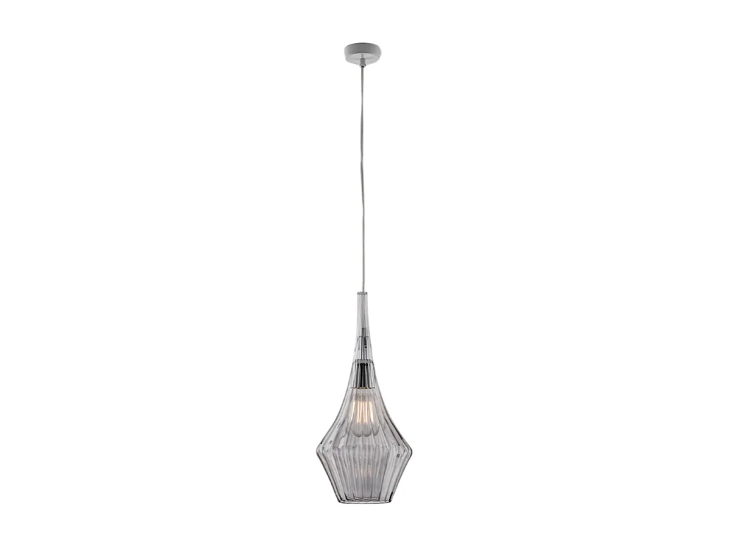 Zeus - Suspensão de ferro com vidro pirex cinza 1 luz 150 - Ø20 - BL270-S1-GR