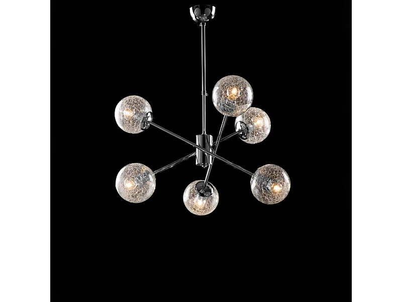 Bonetti Illumina -  Tresor – Aufhängung aus poliertem Chrom-Eisen, 6 Leuchten x 93 – Ø60 – BL215-6-CR