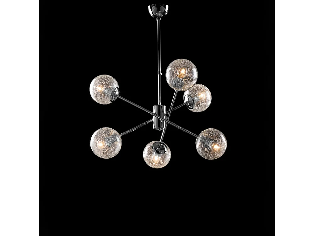 Tresor Sospensione in ferro cromo lucido 6 luci X 93 Ø60 BL215-6-CR