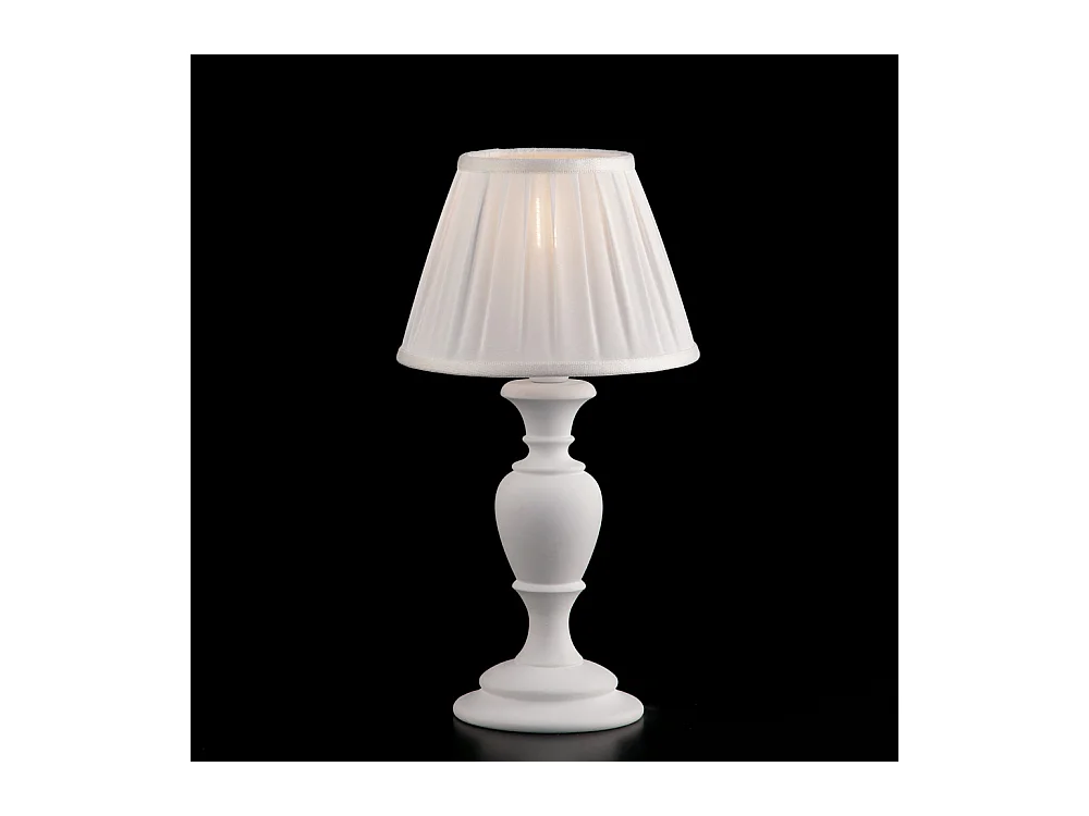 Bonetti Illumina -  Fiorenza - Shabby-weiße Holztischlampe 1 Licht mit Lampenschirm Dm.20 H.43 - Ø20 - BL172-LT-BCO