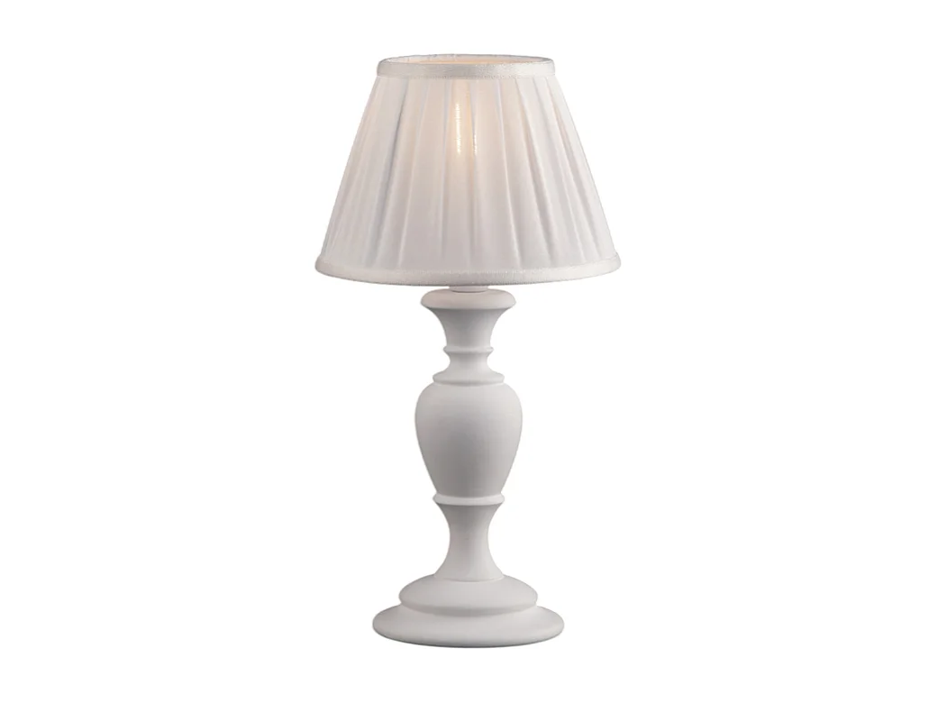 Bonetti Illumina -  Fiorenza - Shabby-weiße Holztischlampe 1 Licht mit Lampenschirm Dm.20 H.43 - Ø20 - BL172-LT-BCO