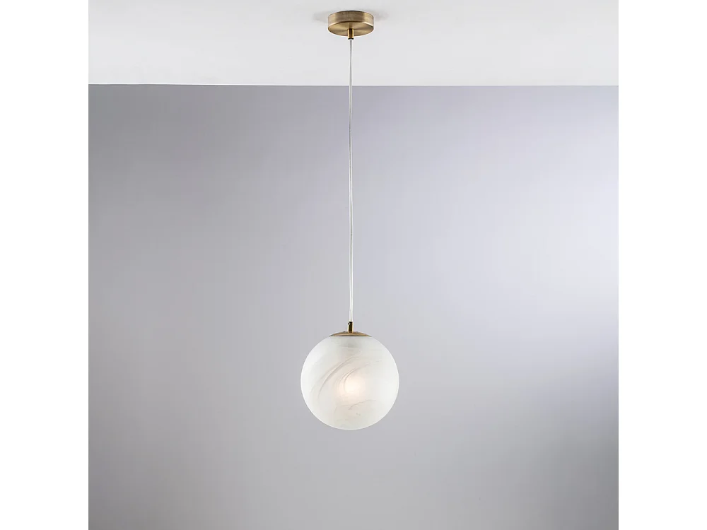 Olaf - Zwart chroom ijzeren ophanging 1 lichts met bol dm.20 130 - Ø20 - BL294-S1-BRZ