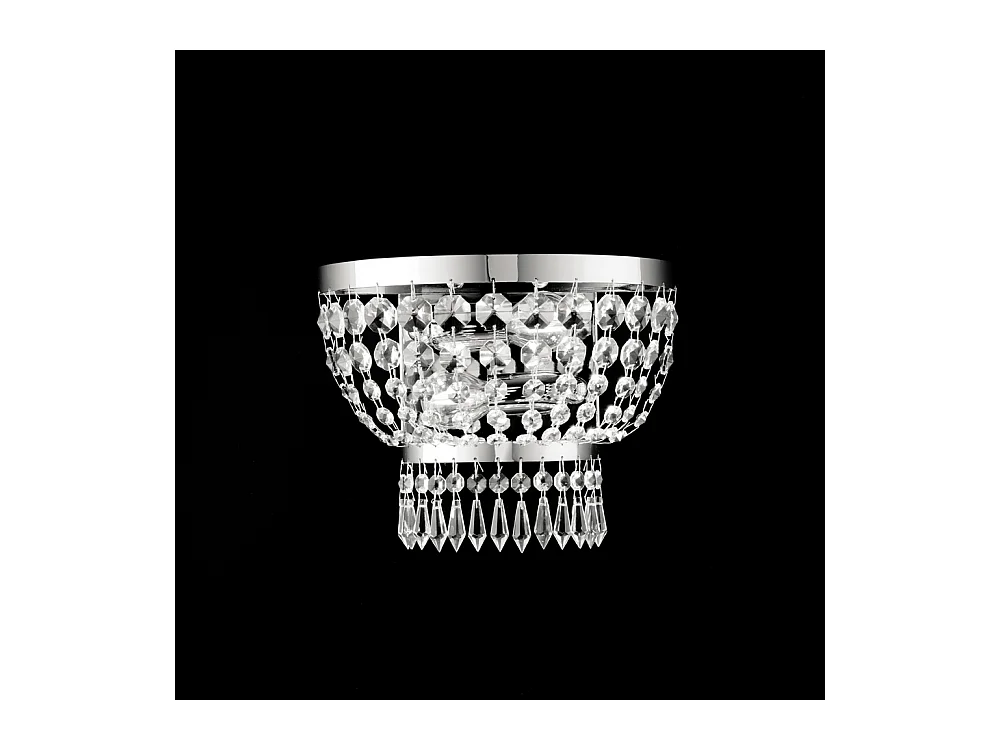 Mozart Applique en fer et laiton chromé avec strass 2 lumières .27 P.14 BL189-AP2-CR