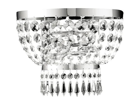 Mozart Applique en fer et laiton chromé avec strass 2 lumières .27 P.14 BL189-AP2-CR