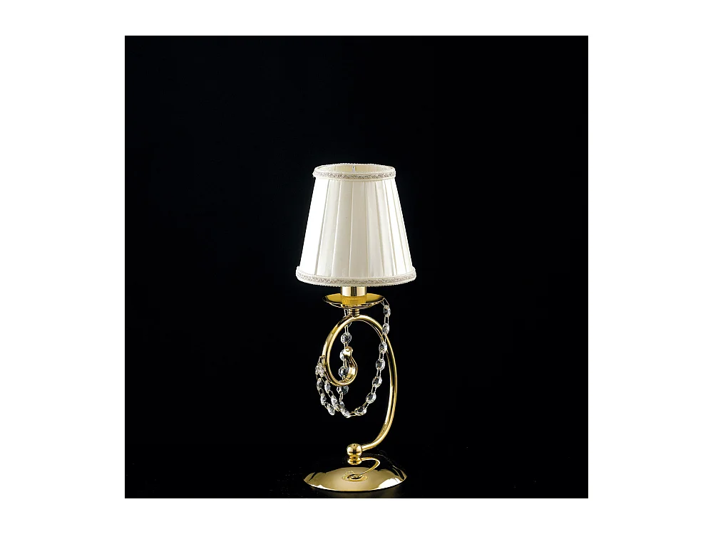 Bonetti Illumina -  Magda – 1 hellgoldene Tischlampe aus Eisen mit H.27-Lampenschirm – Ø13 – BL146-LT-OR-PAR