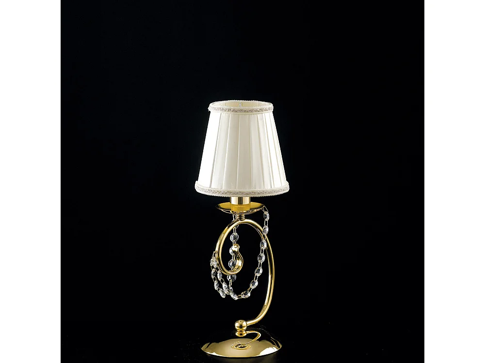 Lampa stołowa Magda 1-light z żelaza w kolorze złotym z abażurem H.27 Ø13 BL146-LT-OR-PAR
