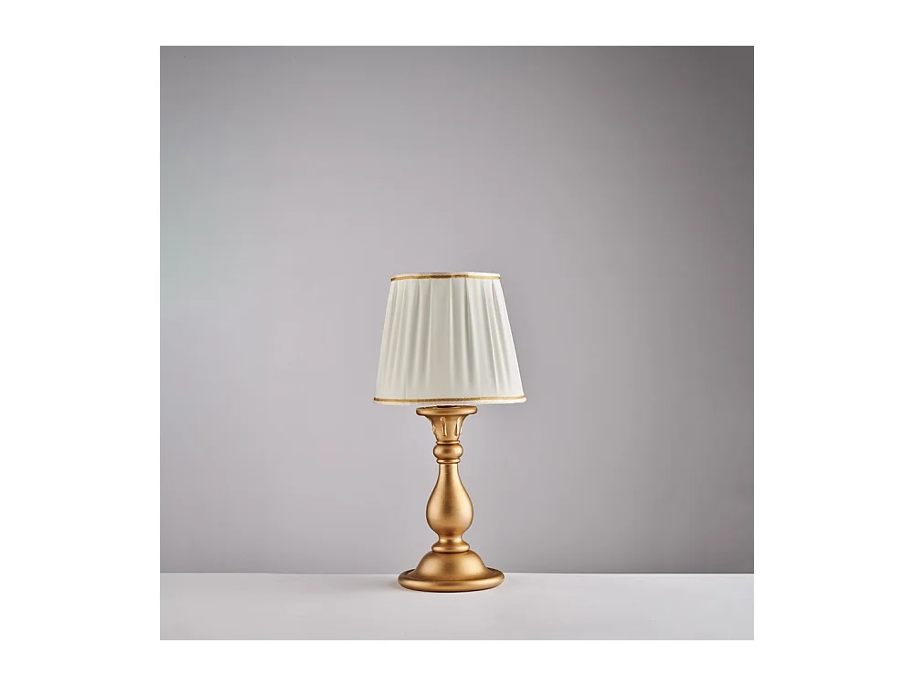 Lucca Lampe de table en bois doré antique 1 lumière avec abat-jour dm.20 H.39 d.20 BL271-LT-OR
