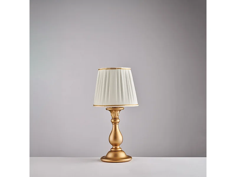 Bonetti Illumina -  Lucca - Tischlampe aus antikgoldenem Holz, 1 Licht mit Lampenschirm, Dm.20 H.39 - Ø20 - BL271-LT-OR