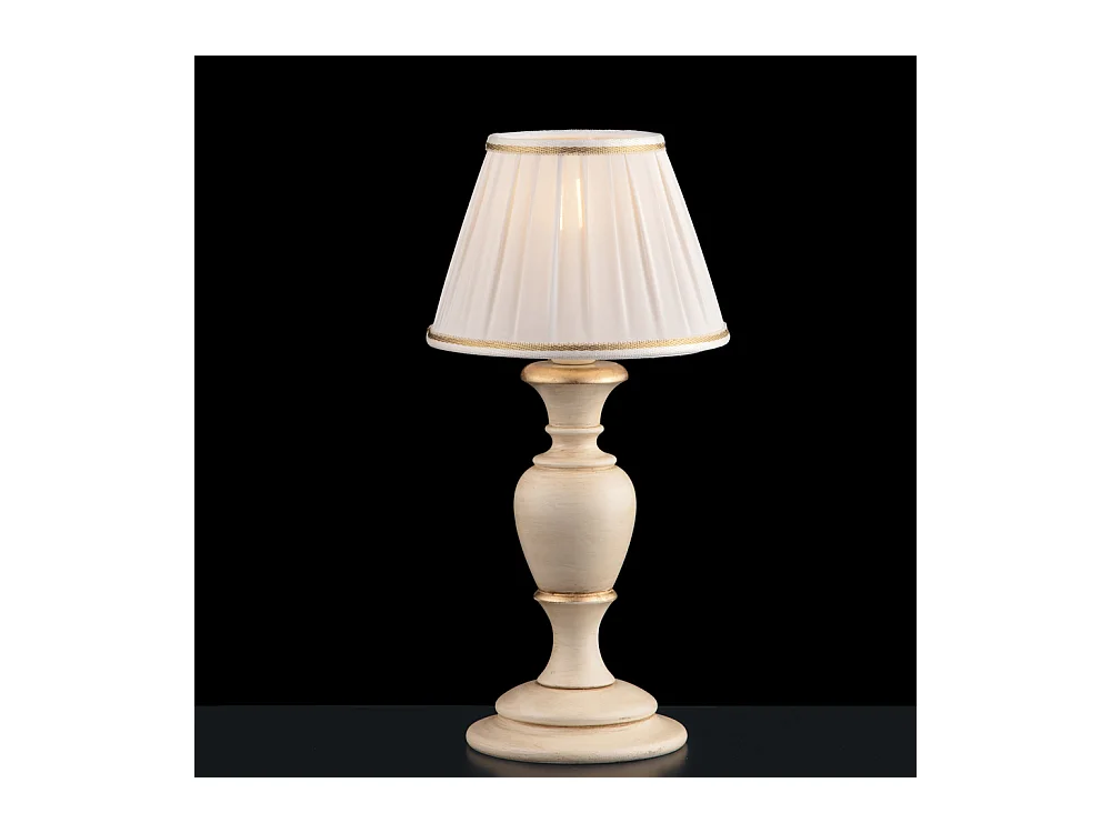 Fiorenza Lampe de table en bois ivoire et doré 1 lumière avec abat-jour dm.20 H.43 d.20 BL172-LT-AV