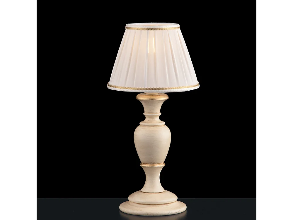 Fiorenza Lumetto in legno avorio e oro 1 luce con paralume dm.20 H.43 Ø20 BL172-LT-AV