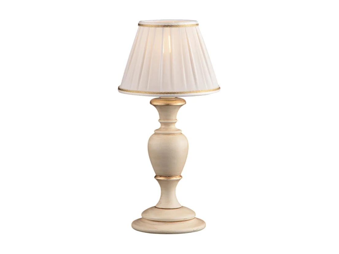 Fiorenza Ivory and gold drewniana lampa stołowa, 1 światło, z abażurem dm.20 H.43 Ø20 BL172-LT-AV