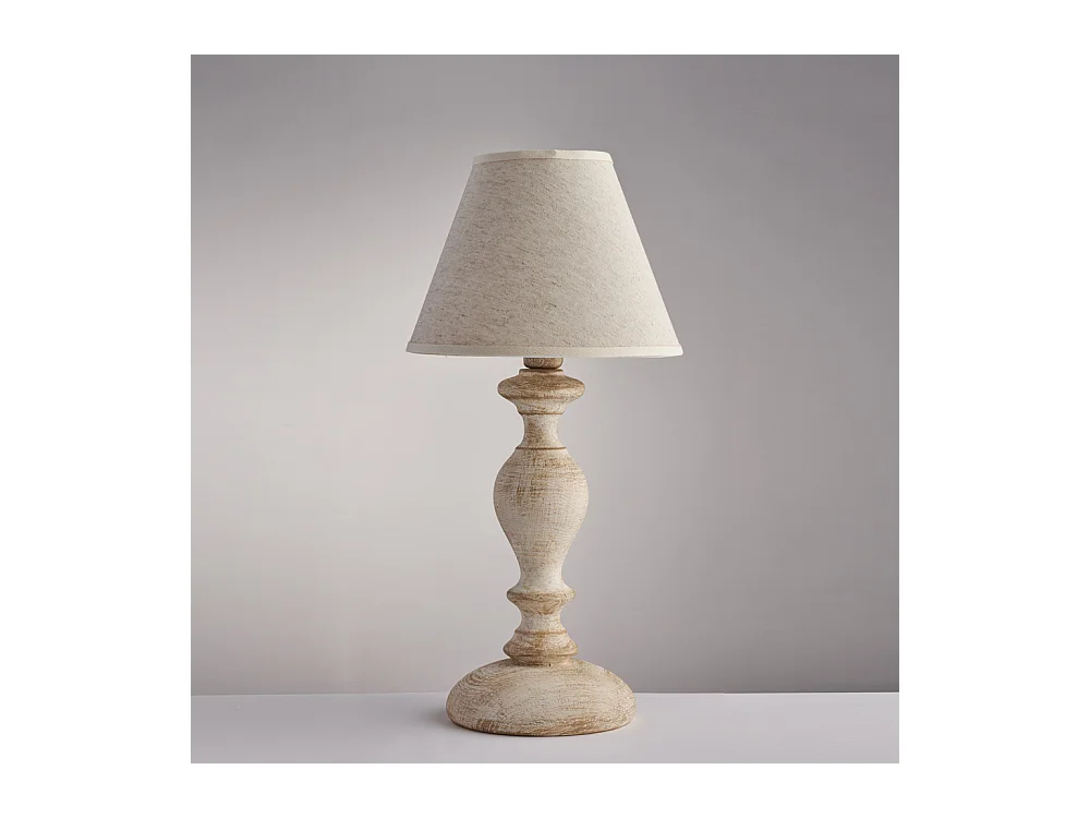 Cascina - Weiße und taubengraue Tischlampe aus Holz mit 1 Lampenschirm, Durchmesser 20 H.39 - Ø20 - BL265-LT-BT