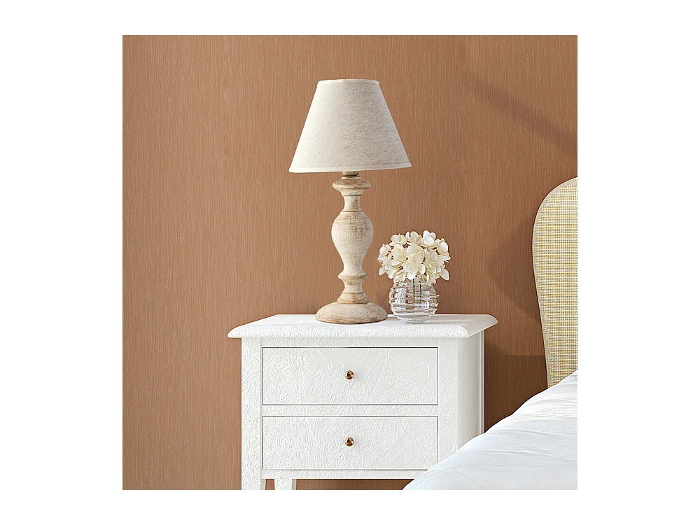 Cascina - Weiße und taubengraue Tischlampe aus Holz mit 1 Lampenschirm, Durchmesser 20 H.39 - Ø20 - BL265-LT-BT