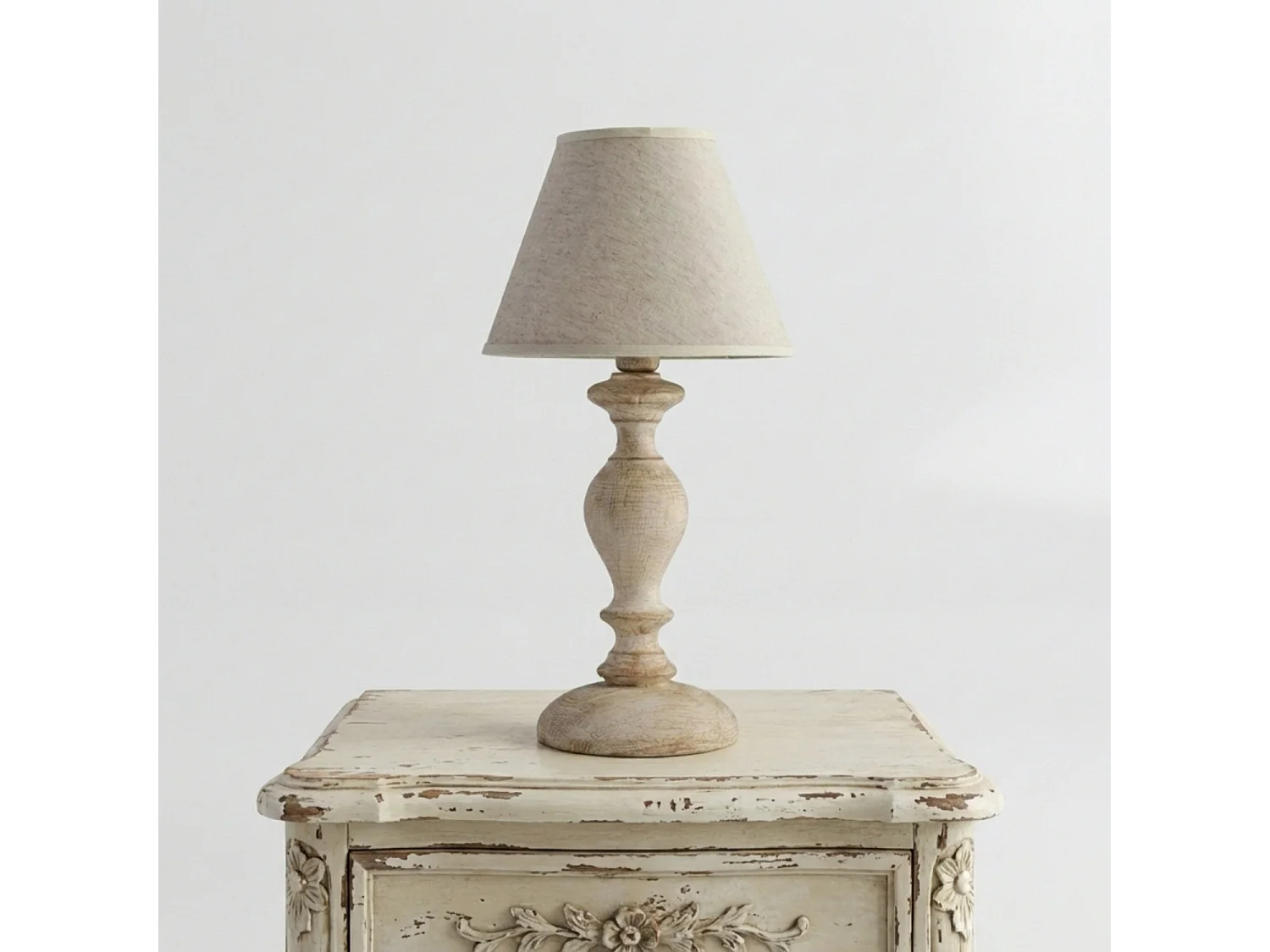 Cascina - Weiße und taubengraue Tischlampe aus Holz mit 1 Lampenschirm, Durchmesser 20 H.39 - Ø20 - BL265-LT-BT