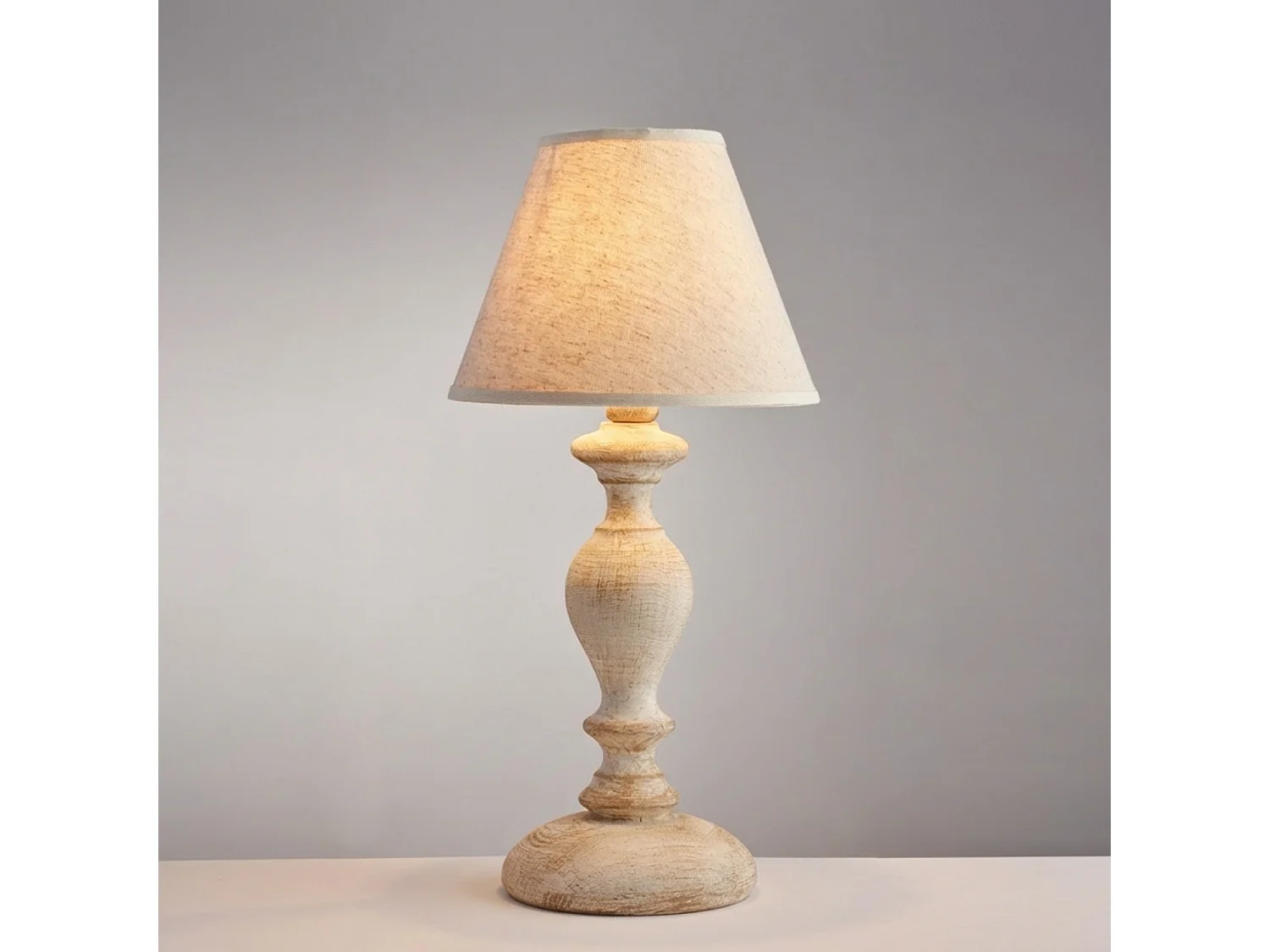 Cascina - Weiße und taubengraue Tischlampe aus Holz mit 1 Lampenschirm, Durchmesser 20 H.39 - Ø20 - BL265-LT-BT