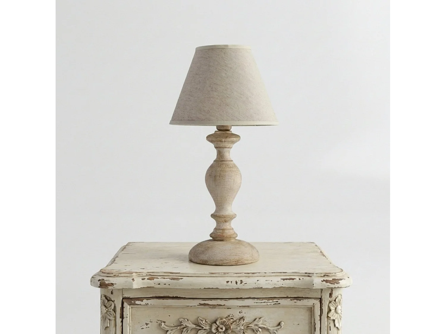 Cascina table lamp in white and dove grey wood, 1 light, lampshade dm.20 H.39 Ø20 BL265-LT-BT